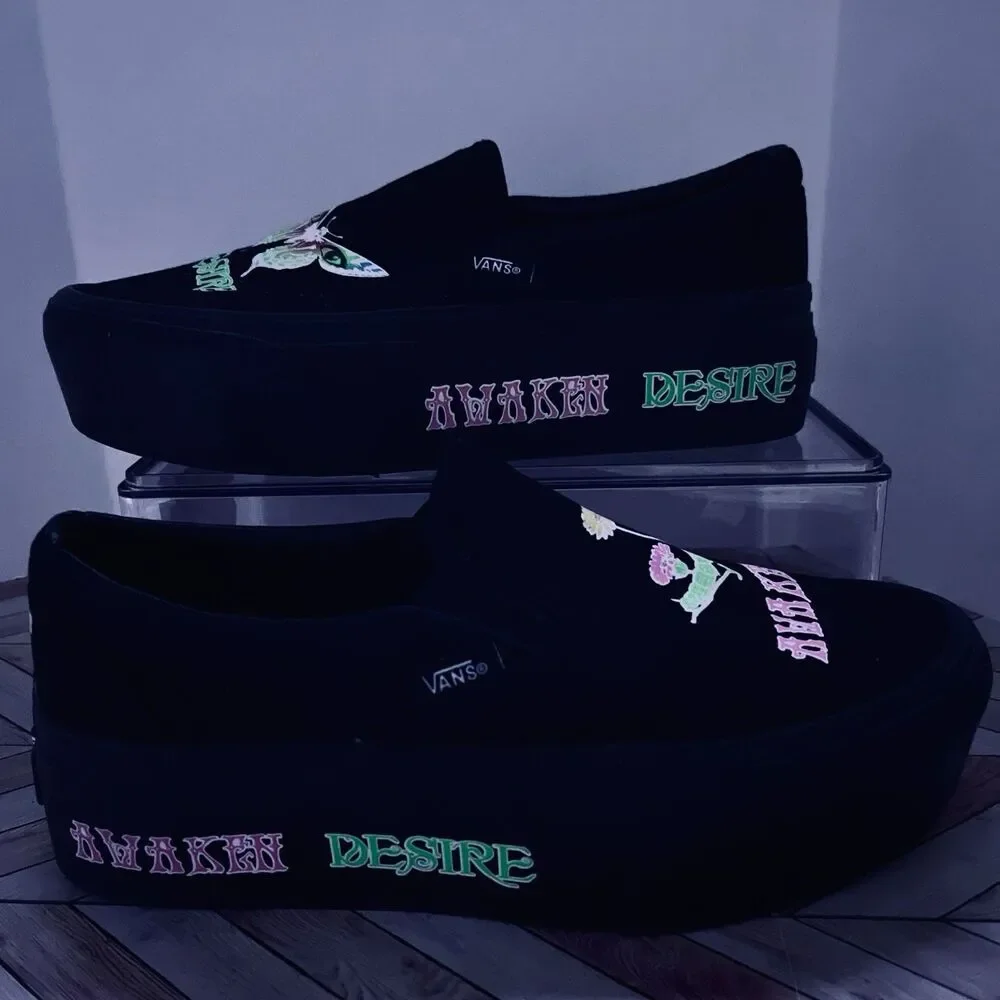 VANS Slip On Morph Blackout Platform M 4 W 5.5 Awaken Desire‎ Glows in the Dark